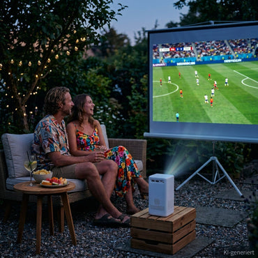 Denver PR-4700 mobile 4K projector with battery, up to 180 inches, HDMI, USB-A, Bluetooth audio, remote control