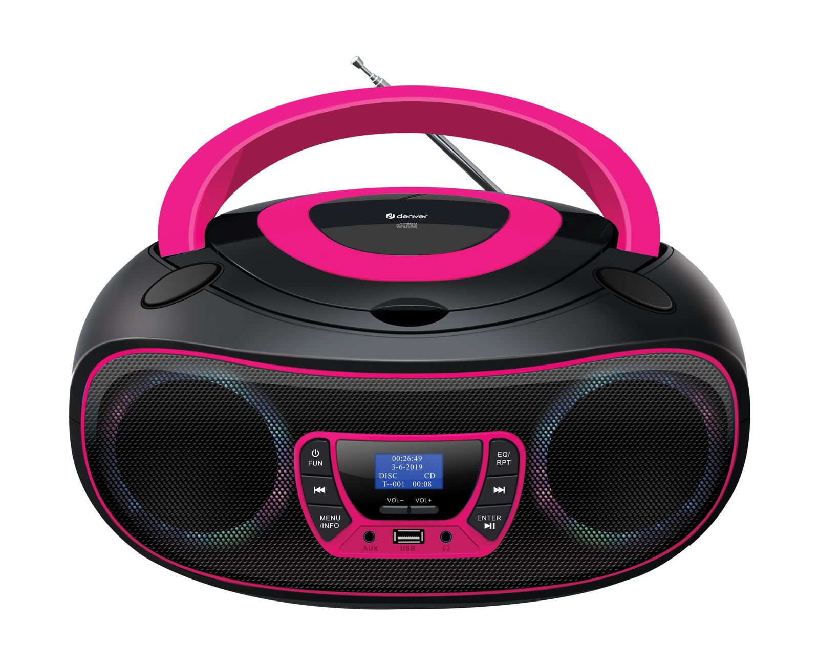 DENVER TDB-212 – DAB+ Boombox mit Bluetooth CD-Player AUX