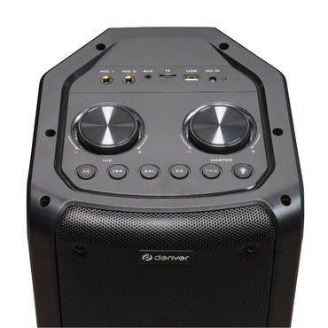 denver bps 352 karaoke bluetooth partylautsprecher mit led lichteffekten und mikrofon – Seitenansicht – Produktbild von Soundmaxx Online