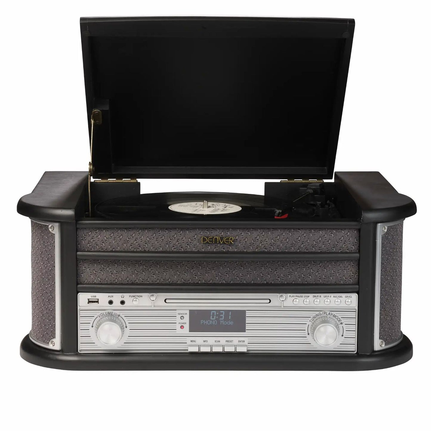 DENVER MRD-51 schwarz Retro Musikcenter mit Plattenspieler, DAB+, Kassette, CD & USB - RÜCKLÄUFER