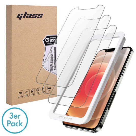MonkeyTEC 3er-Set Displayschutzfolie 9H kristallklar Apple iPhone – Frontansicht – Produktbild von Soundmaxx Online