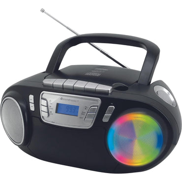 soundmaster scd5800sw tragbarer cd player mp3 kassettenrerorder led usb mikrofon karaoke – Seitenansicht – Produktbild von Soundmaxx Online