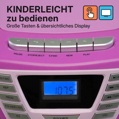 Blaupunkt BOOMBOX MIT CD PLAYER FÜR KINDER | B 120 Violett