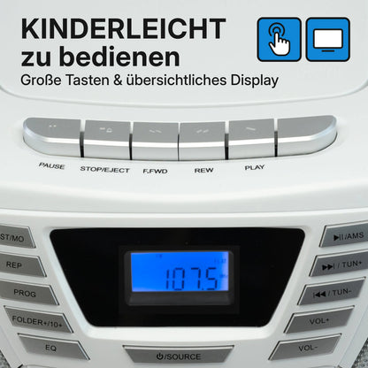 Blaupunkt BOOMBOX MIT CD PLAYER FÜR KINDER | B 120 White