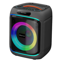 Denver BPS-270 Bluetooth party speaker with 8" woofer, Bluetooth microphone, 40W RMS, TWS, LED light effects, USB, MicroSD, AUX, karaoke & battery