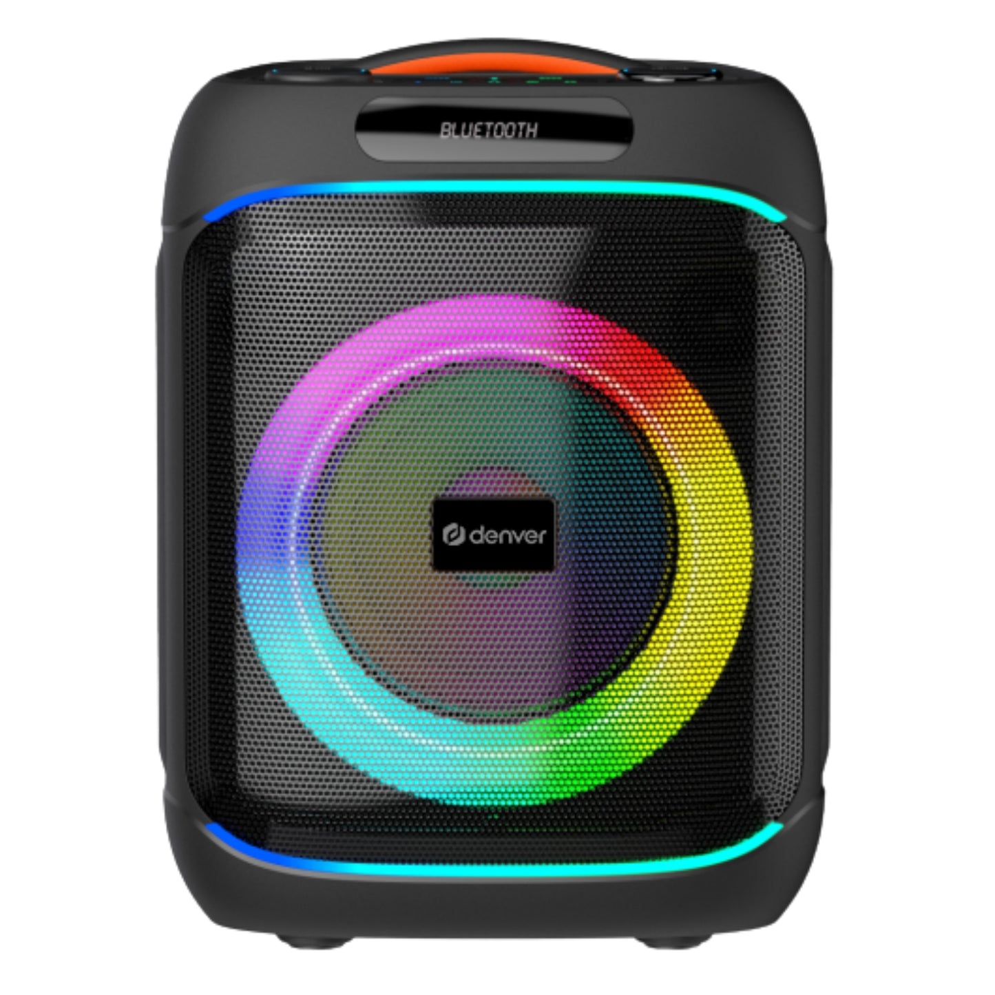 Denver BPS-270 Bluetooth Partylautsprecher mit 8" Woofer, 40W RMS, TWS, LED-Lichteffekten, USB, MicroSD, AUX, Karaoke & Akku
