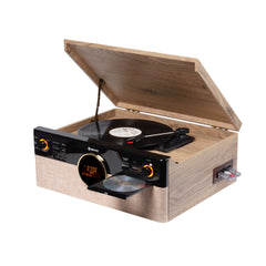 Denver MRD-180 retro music center with turntable, DAB+/FM, CD/MP3, cassette, Bluetooth, USB recording, AUX and remote control