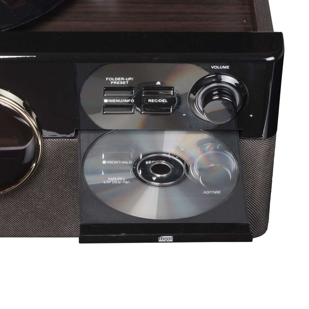 Denver MRD-180 retro music center with turntable, DAB+/FM, CD/MP3, cassette, Bluetooth, USB recording, AUX and remote control