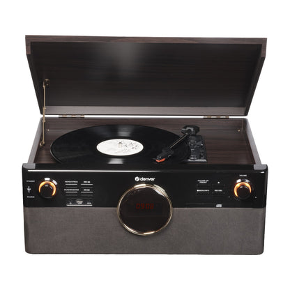 Denver MRD-180 retro music center with turntable, DAB+/FM, CD/MP3, cassette, Bluetooth, USB recording, AUX and remote control