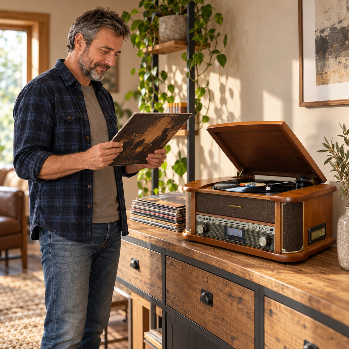 Soundmaster NR566BR Stereoanlage in einer Wohnszene