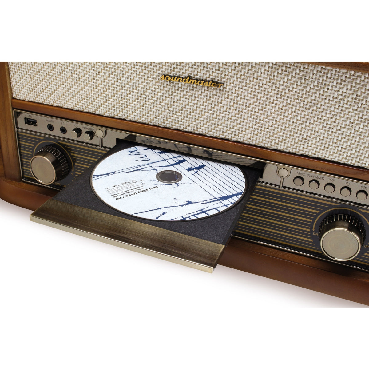 Soundmaster NR566BE 7-in-1 Nostalgia Stereo System Turntable Audio Technica Cartridge DAB+ CD-MP3 USB Cassette BT Digitization Equalizer