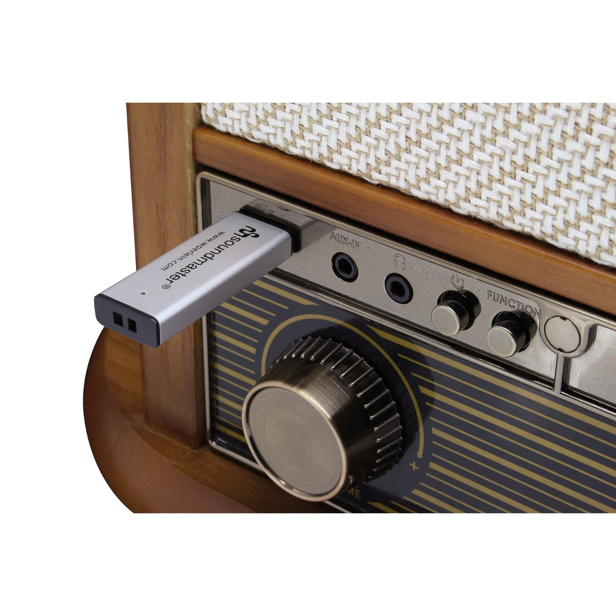 Soundmaster NR566BE 7-in-1 Nostalgia Stereo System Turntable Audio Technica Cartridge DAB+ CD-MP3 USB Cassette BT Digitization Equalizer