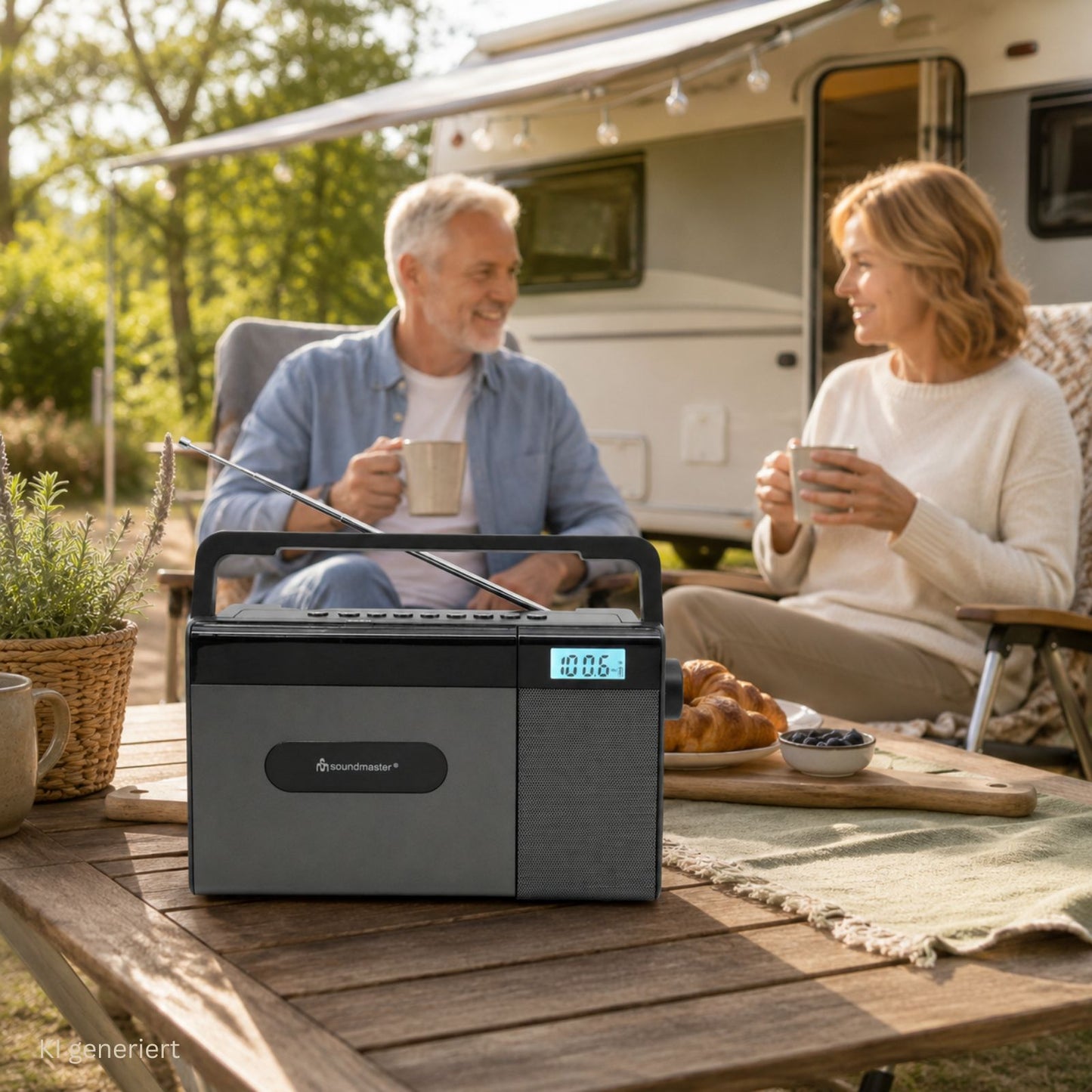 Soundmaster RCD1170SW – kompaktes UKW-CD-Radio mit Akku, Bluetooth, USB & großer LCD-Anzeige