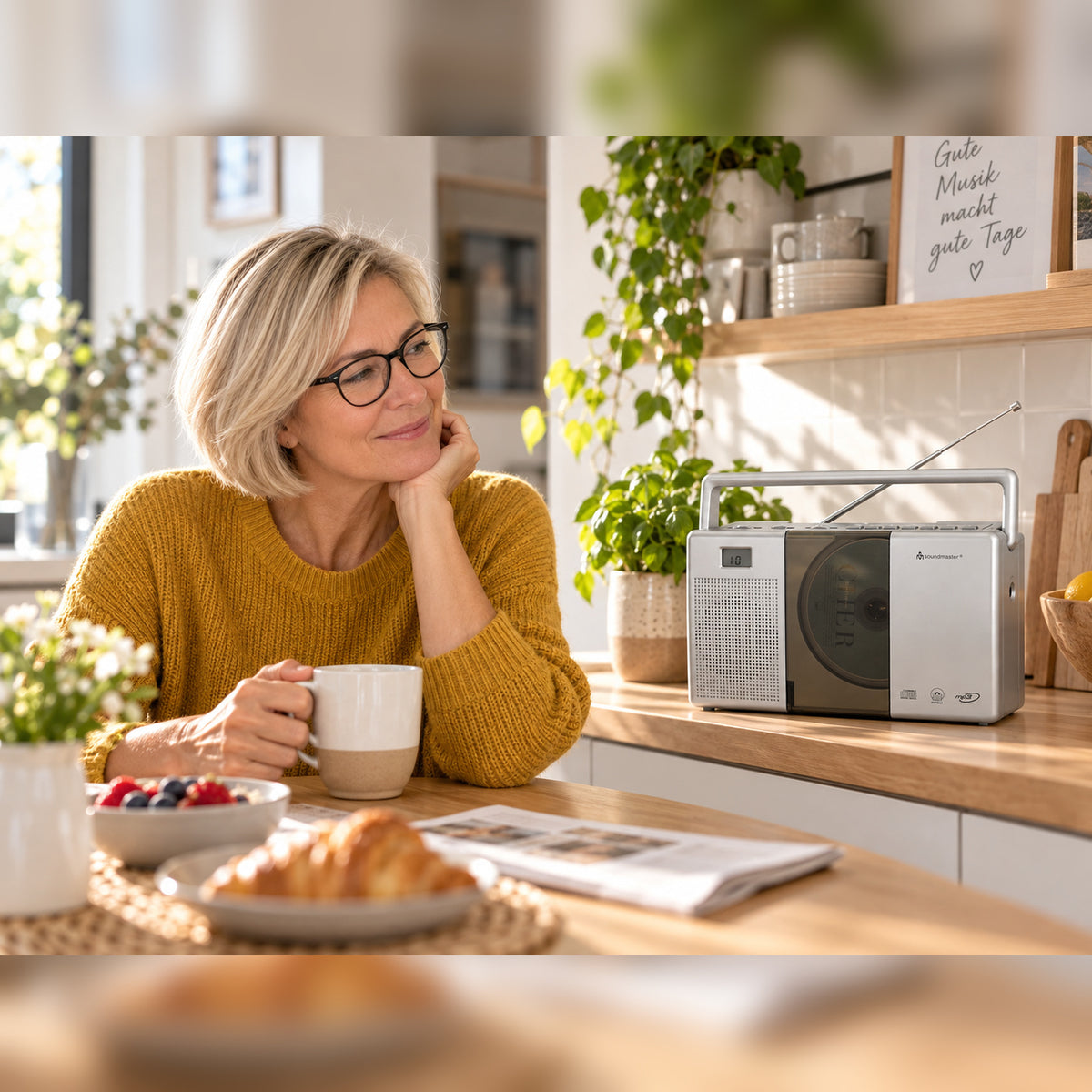 Soundmaster RCD1185 portable radio with CD player audio book function portable radio kitchen radio