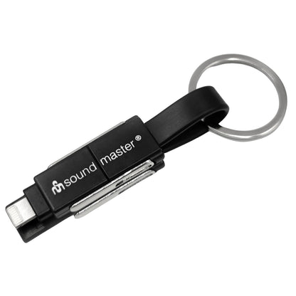 ad6sw 6 in 1 schlusselanhanger datenkabel ladekabel ios usb c kabel universal smartphone kabel – Seitenansicht – Produktbild von Soundmaxx Online