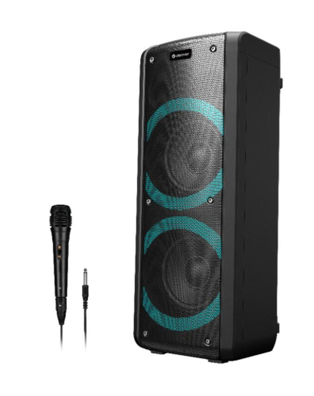 denver bps 352 karaoke bluetooth partylautsprecher mit led lichteffekten und mikrofon – Rückansicht – Produktbild von Soundmaxx Online