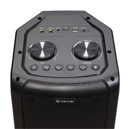 denver bps 352 karaoke bluetooth partylautsprecher mit led lichteffekten und mikrofon – Seitenansicht – Produktbild von Soundmaxx Online