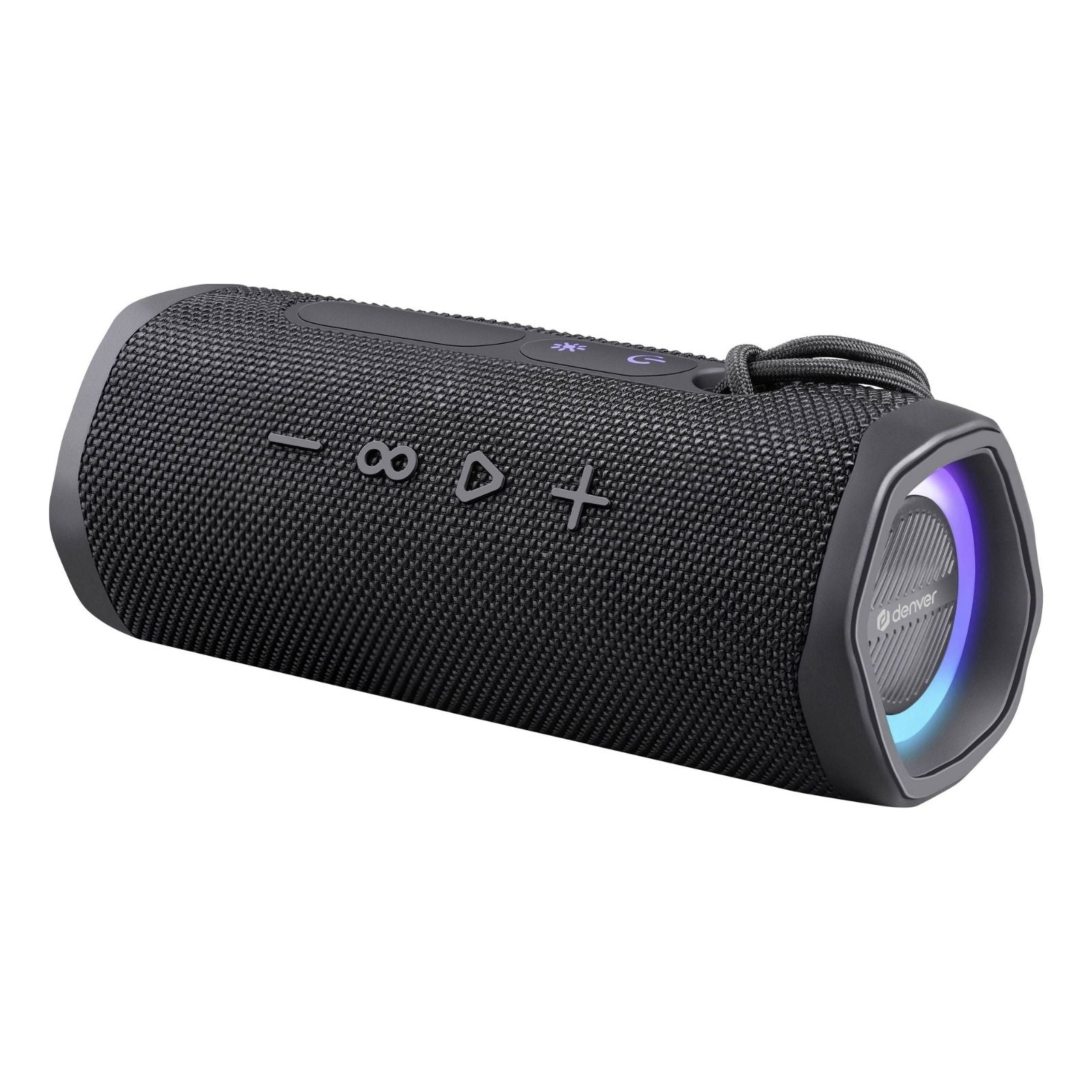 denver btv 223b kabelloser tws bluetooth lautsprecher mit led lichteffekten und power fur outdoor party wasserfest ipx5 200w 20w rms – Seitenansicht – Produktbild von Soundmaxx Online