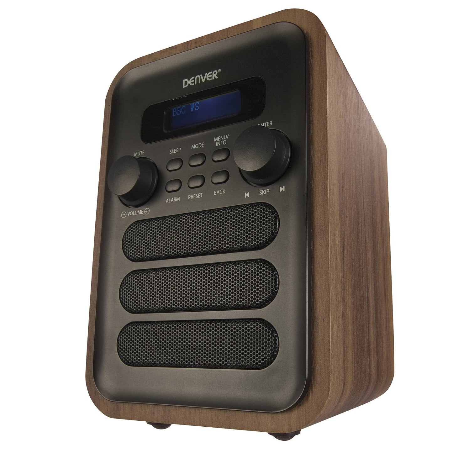 DENVER DAB-48GREY – Digitalradio mit DAB+, FM, Bluetooth & Fernbedienung – Frontansicht – Produktbild von Soundmaxx Online