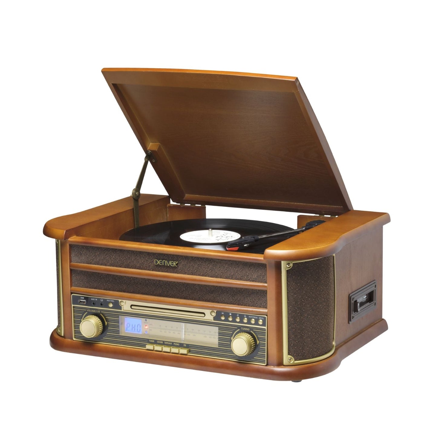 Denver MCR‑50 MK3 Retro Musiksystem mit Plattenspieler CD