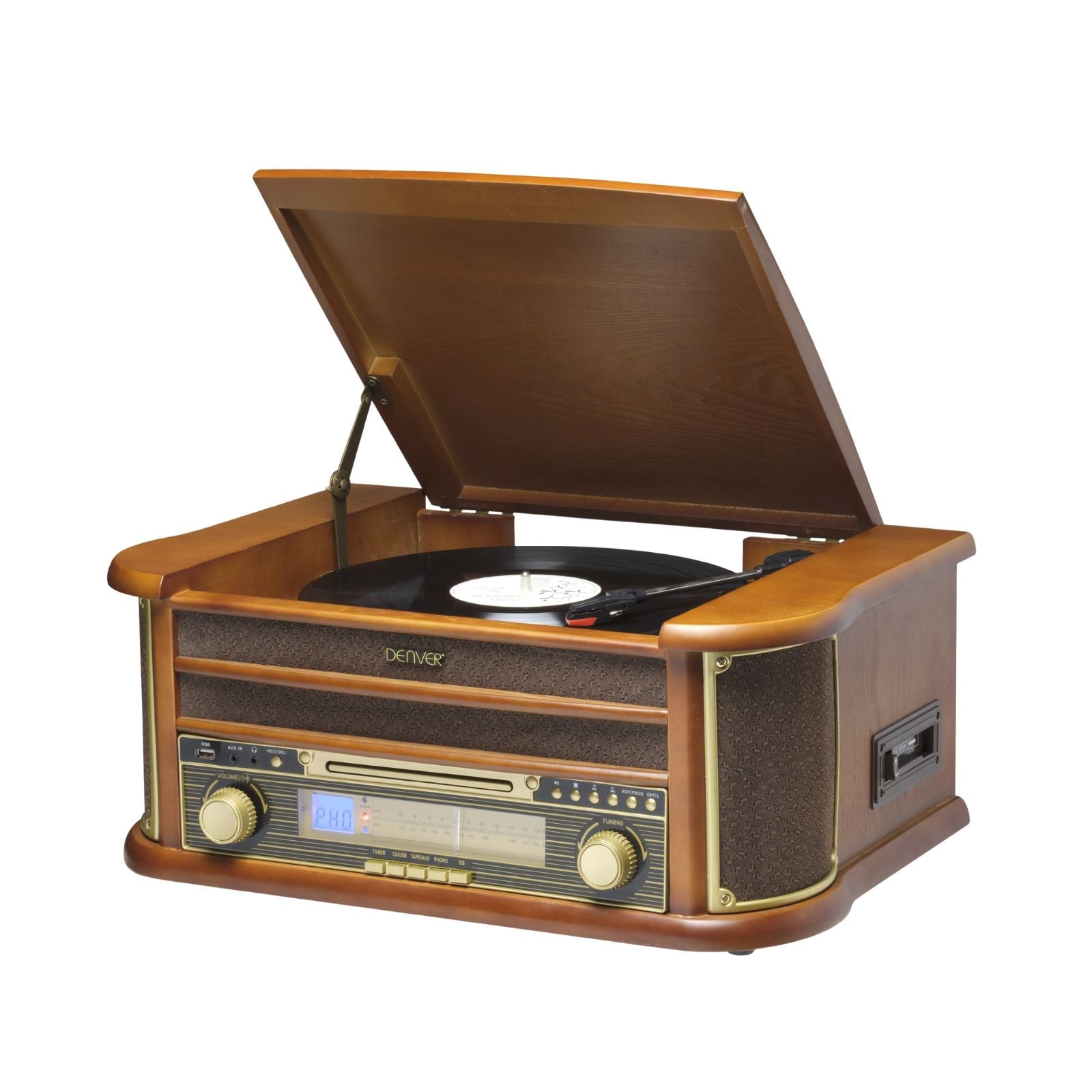 Denver MCR‑50 MK3 Retro Musiksystem mit Plattenspieler CD