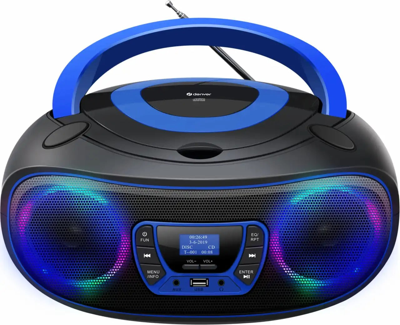 DENVER TDB-212 – DAB+ Boombox mit Bluetooth CD-Player AUX