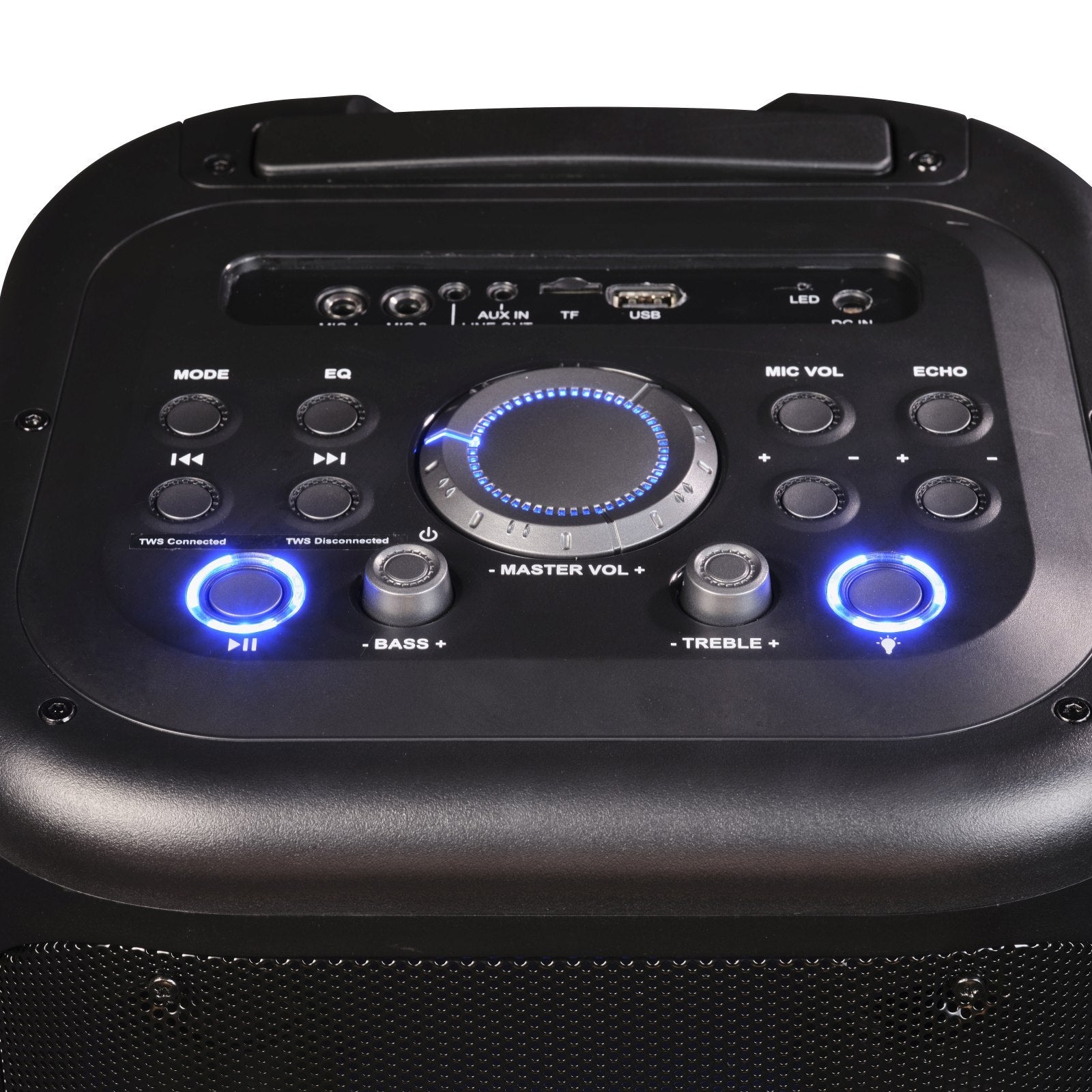denver tsp 353 bluetooth partylautsprecher 400w mit mega led lichtshow akku karaoke mikrofon – Ansicht 10 – Produktbild von Soundmaxx Online