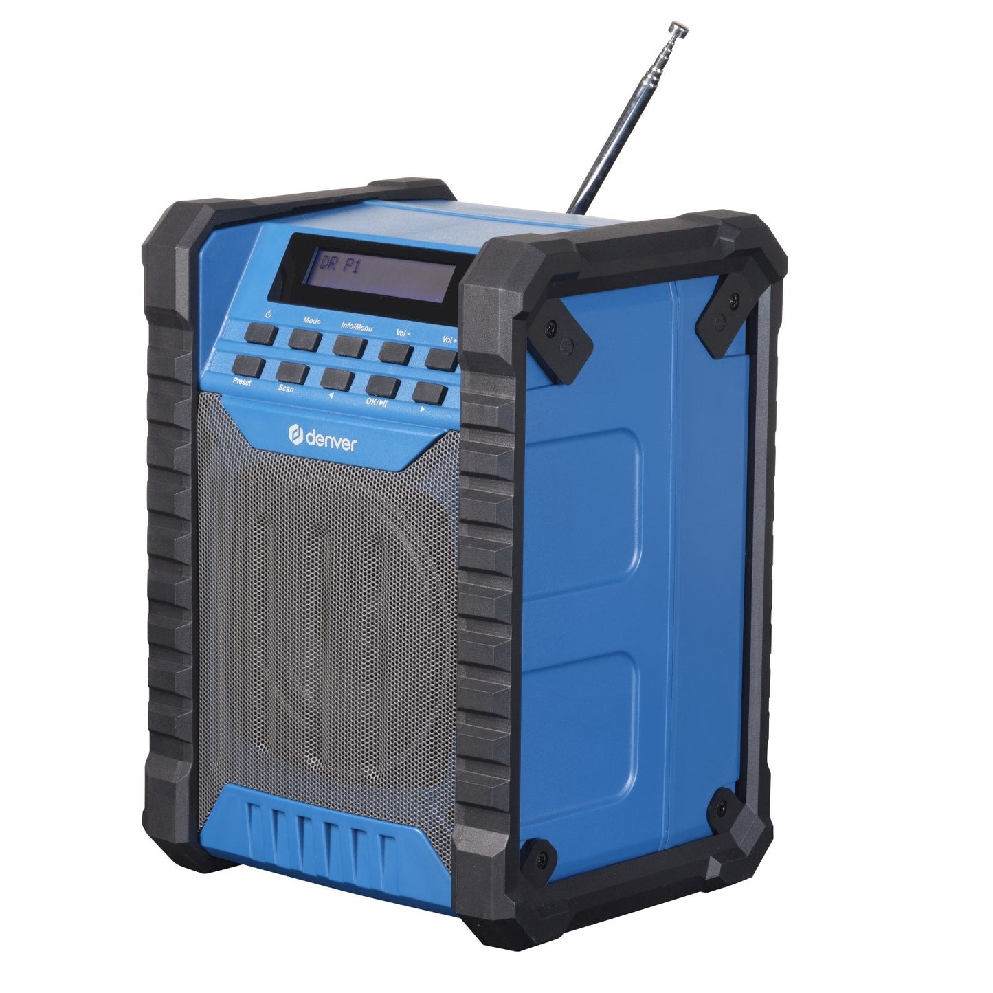 denver wrd 60 robustes baustellenradio mit dab bluetooth akku – Detailaufnahme – Produktbild von Soundmaxx Online