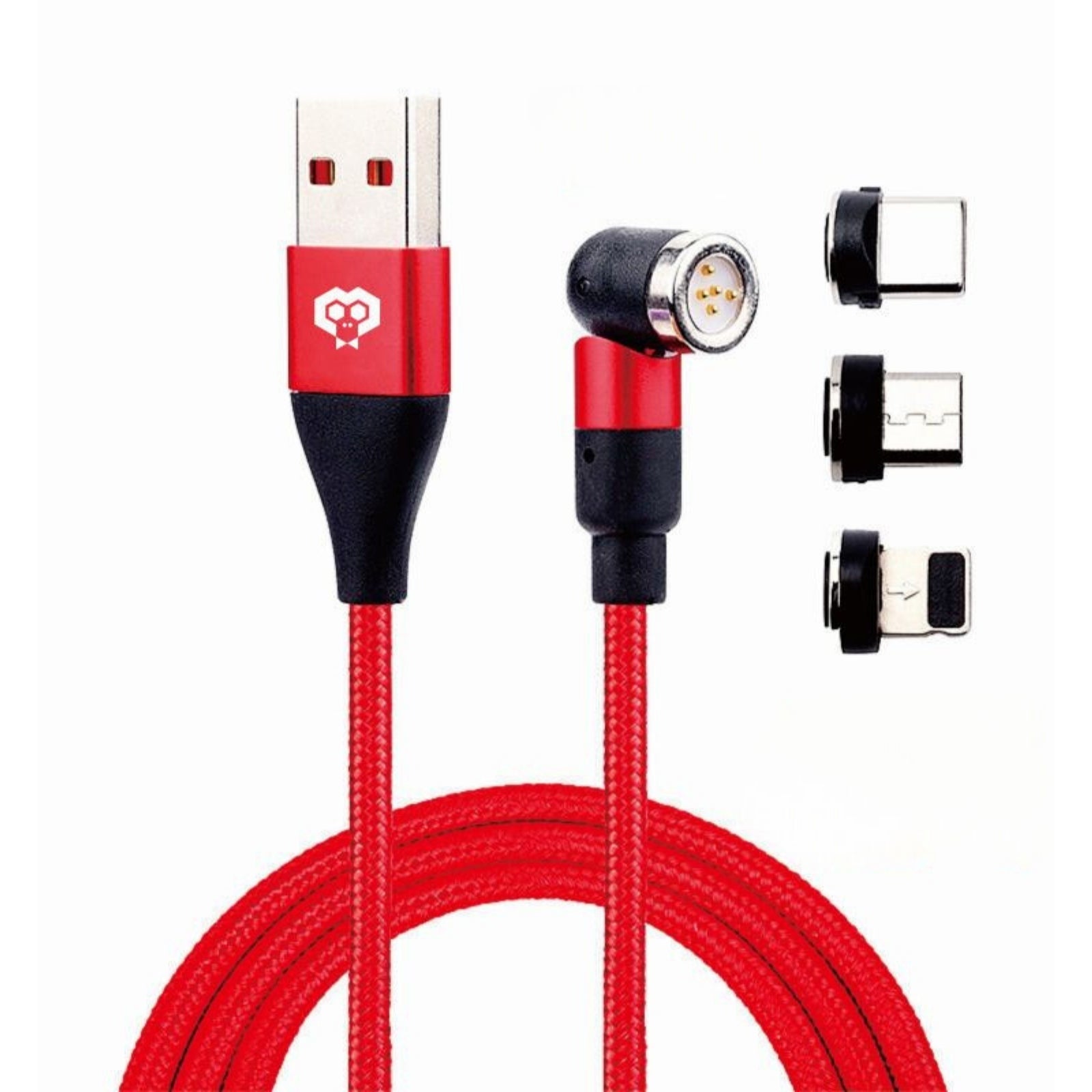 monkeytec 3 in 1 magnetisches ladekabel mit datenubertragung 540 drehbar fur iphone micro usb usb c – Seitenansicht – Produktbild von Soundmaxx Online