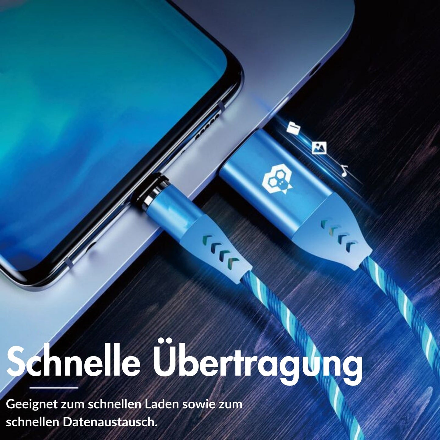 monkeytec 3 in 1 magnetisches ladekabel led leuchtend mit datenubertragung fur iphone micro usb usb c – Ansicht 6 – Produktbild von Soundmaxx Online