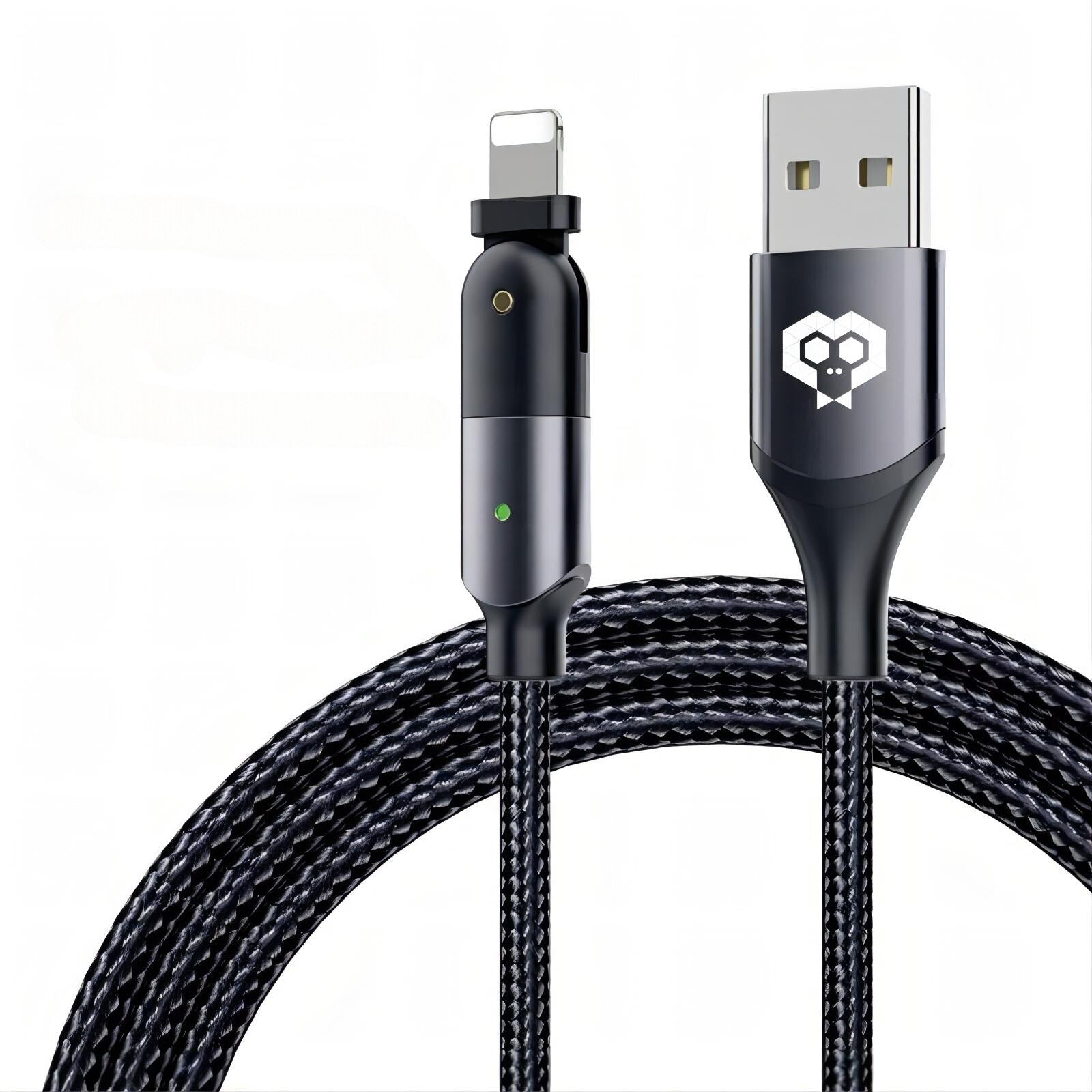 MonkeyTEC USB-C auf Lightning Schnelladekabel mit Datenübertragung für Apple Iphone 180° Rotation – Frontansicht – Produktbild von Soundmaxx Online