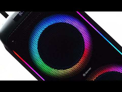 DENVER TSP-456 Bluetooth Party Speaker – 600W max. (60W RMS) Trolley Speaker with LED Light Show, Battery &amp; Karaoke Microphone