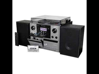 Soundmaster MCD5600 stereo system with record player DAB+ double cassette CD player USB MP3 Bluetooth encoding digitization 75 Ohm antenna connection