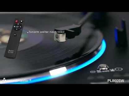 Soundmaster EliteLine PL860SW – Fully automatic turntable with audio-technica cartridge, Bluetooth transmission function, aluminum platter &amp; LED lighting