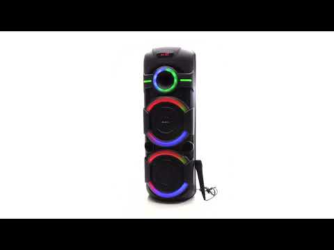 Denver BPS-457 – Powerful Bluetooth party speaker with LED light effects, battery &amp; microphone for sound, atmosphere and mobile events, 400W (40 RMS)