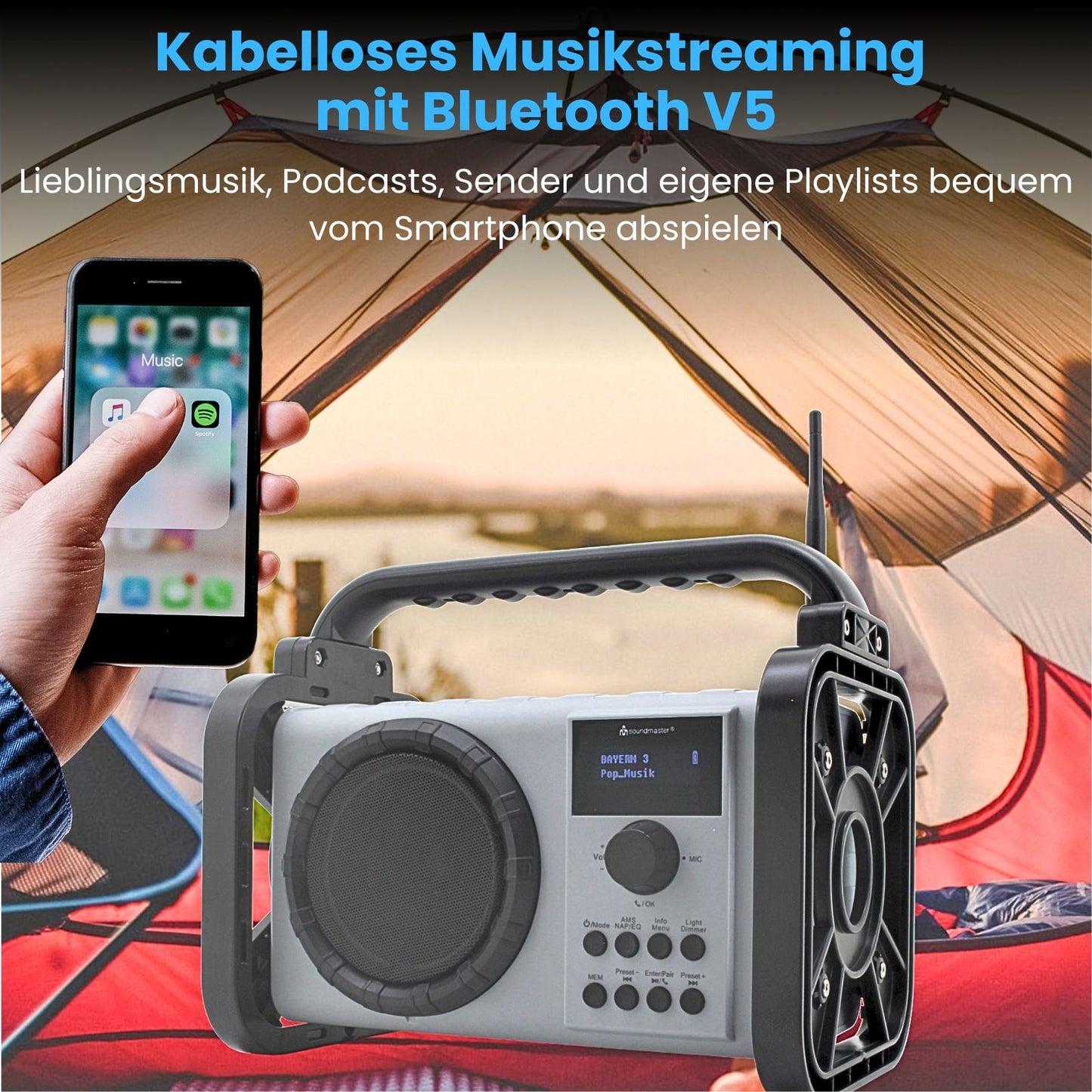Soundmaster DAB80SG Baustellenradio Gartenradio