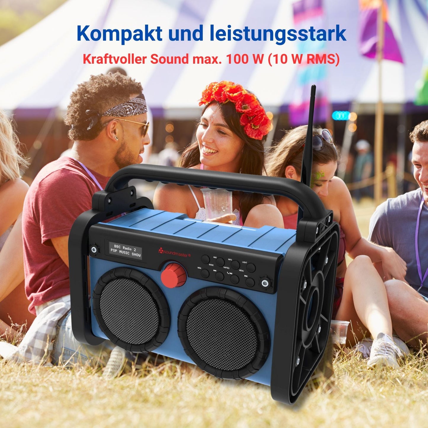 Soundmaster DAB85BL Stereo Baustellenradio Gartenradio