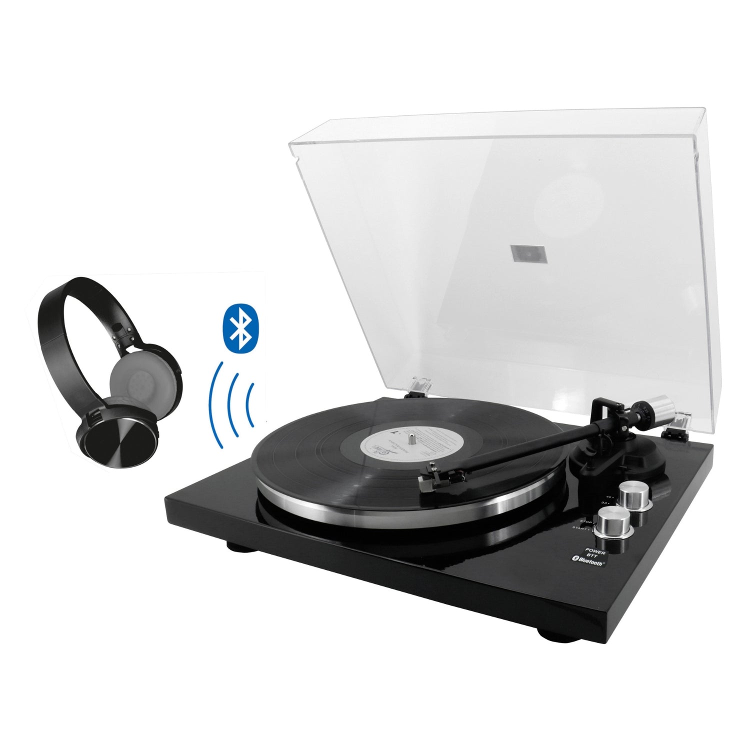 Soundmaster EliteLine PL790SW Plattenspieler Vorverstärker Bluetooth Audio Technica Magnettonabnehmersystem – Frontansicht – Produktbild von Soundmaxx Online