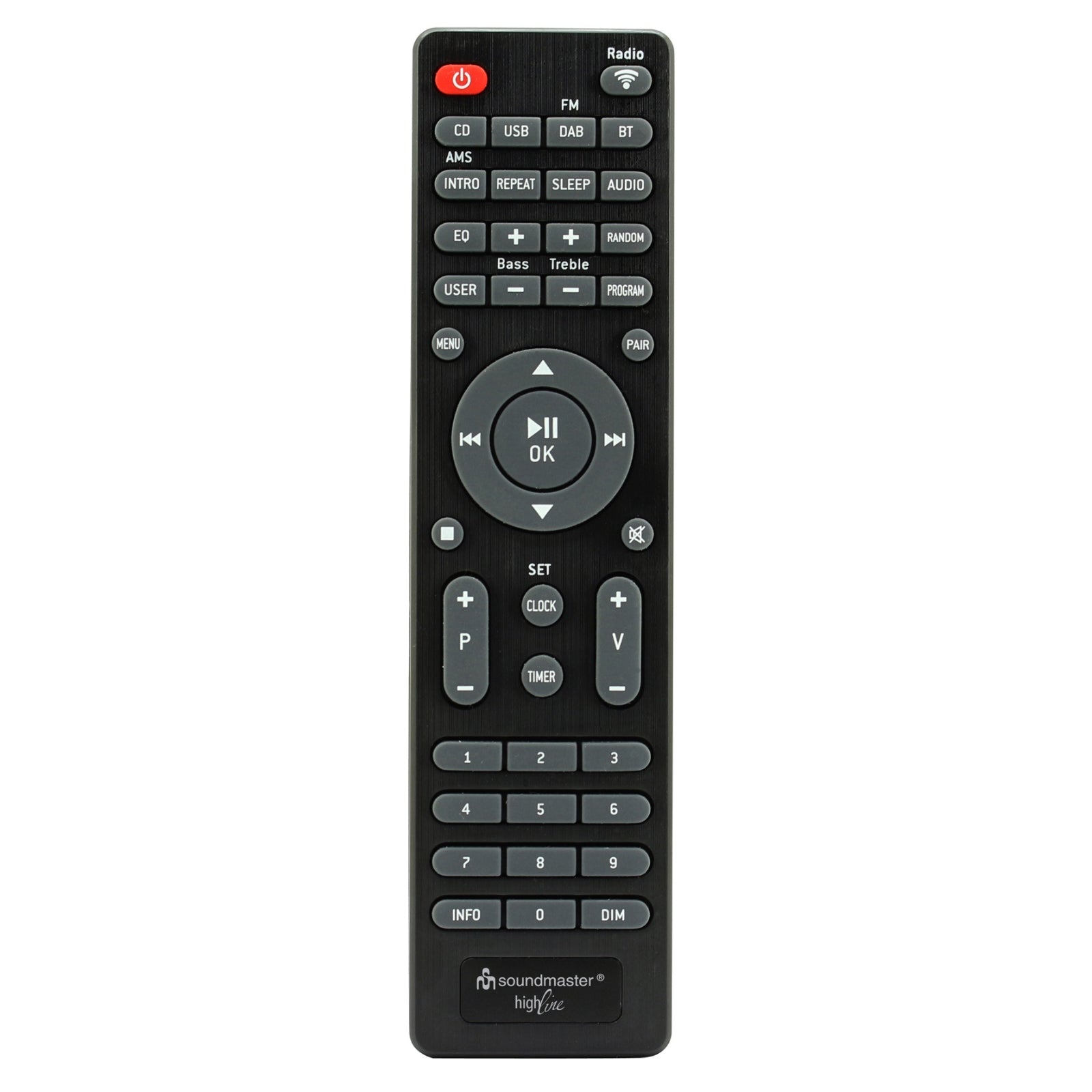 soundmaster icd2023sw internetradio ansicht der fernbedienung in schwarz