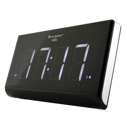 soundmaster ur8400 jumbo led alarm ukw pll uhrenradio mit 2 weckzeiten und dimmbaren display – Seitenansicht – Produktbild von Soundmaxx Online