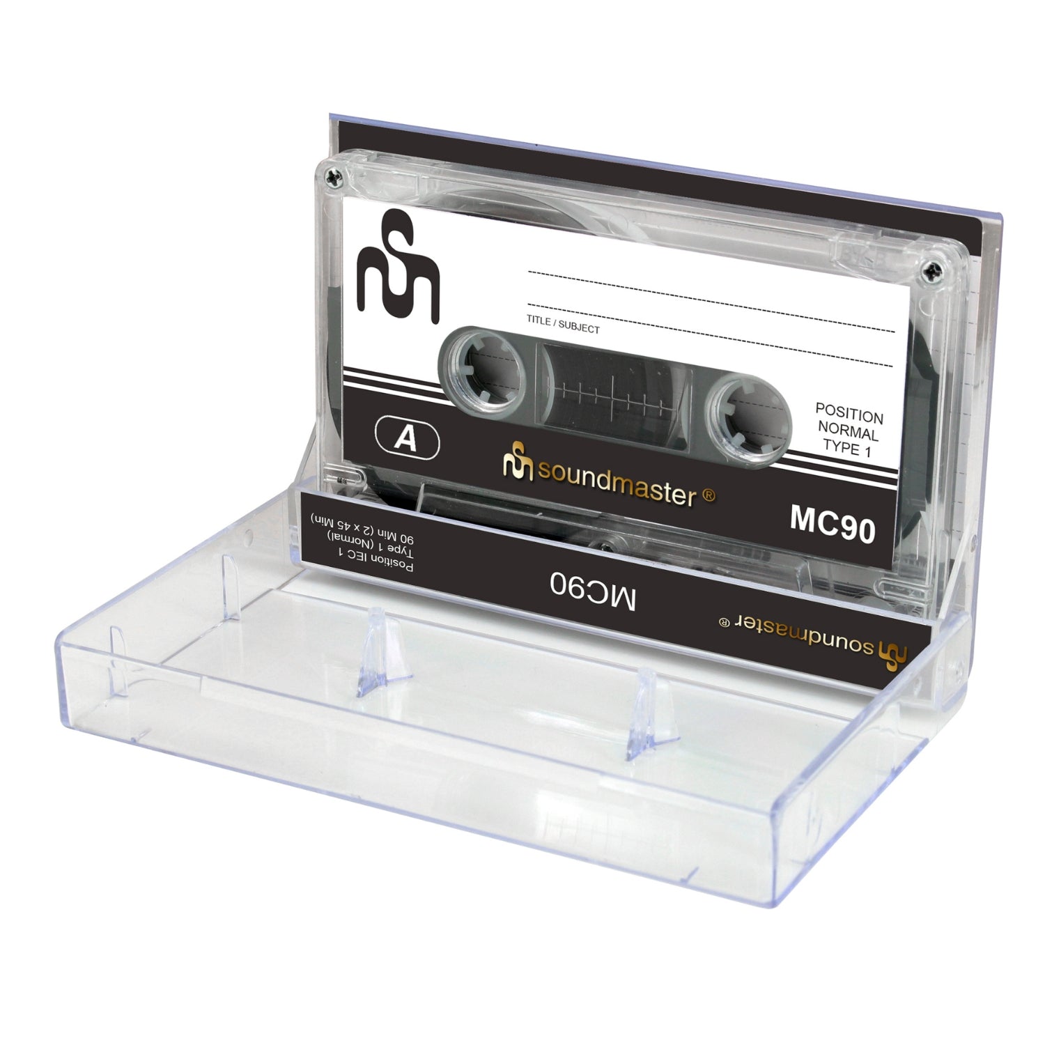 Soundmaster MC905P Audiokassetten 5er Pack, 90 Minuten Gesamtlaufzeit, 45 Minuten pro Seite, inklusive Schutzhüllen und Einleger.