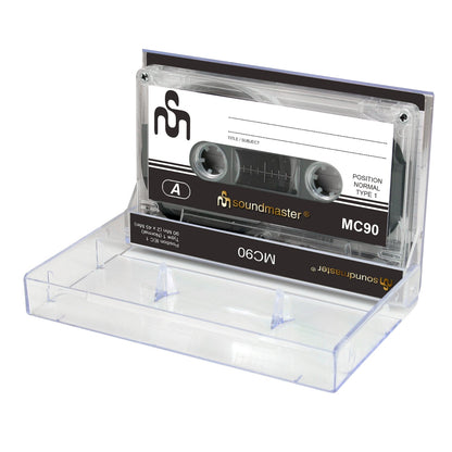 Soundmaster MC905P Audiokassetten 5er Pack, 90 Minuten Gesamtlaufzeit, 45 Minuten pro Seite, inklusive Schutzhüllen und Einleger.