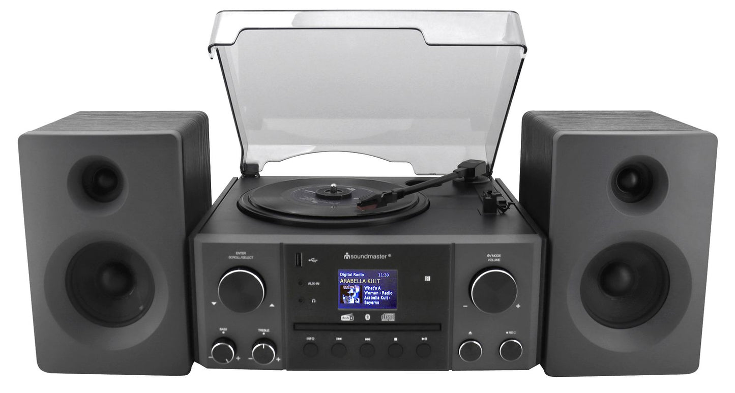 Soundmaster MCD1950SW Stereoanlage mit Plattenspieler DAB+