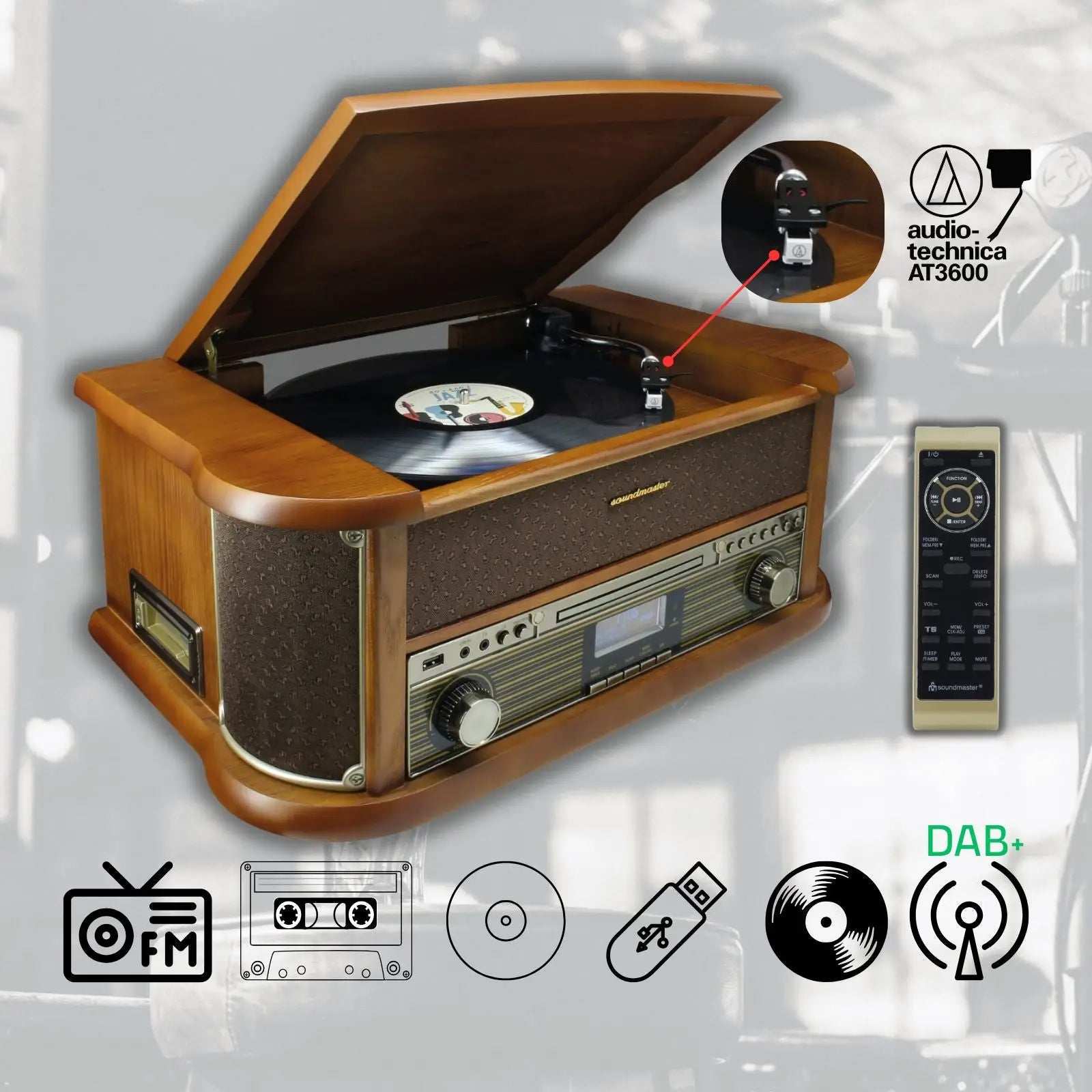 Soundmaster NR566BE 7-in-1 Nostalgie Stereoanlage