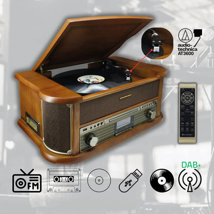 soundmaster nr546br nostalgie stereo dab ukw digitalradio mit plattenspieler inkl audio technica magnettonabnehmersystem cd mp3 usb kassette bluetooth und encoding – Ansicht 11 – Produktbild von Soundmaxx Online