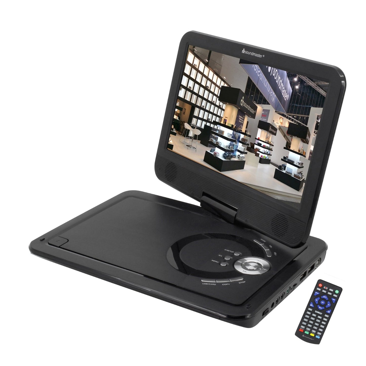 Soundmaster PDB1910SW tragbarer DVD-Player DVB-T2 HD-Tuner 25.65cm/10.1" Akku inkl. 300 Spielen – Frontansicht – Produktbild von Soundmaxx Online