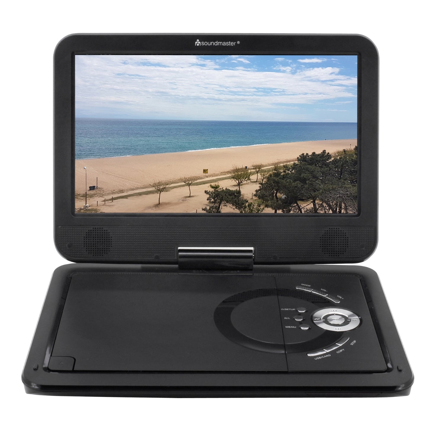 soundmaster pdb1910sw tragbarer dvd player mit dvb t2 hd tuner und 10 1 tft bildschirm inkl 300 spielen – Detailaufnahme – Produktbild von Soundmaxx Online