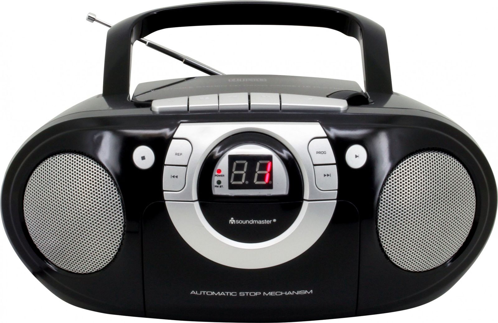 soundmaster scd5100sw radio tragbarer cd player kassettenrecorder radiorecorder – Seitenansicht – Produktbild von Soundmaxx Online