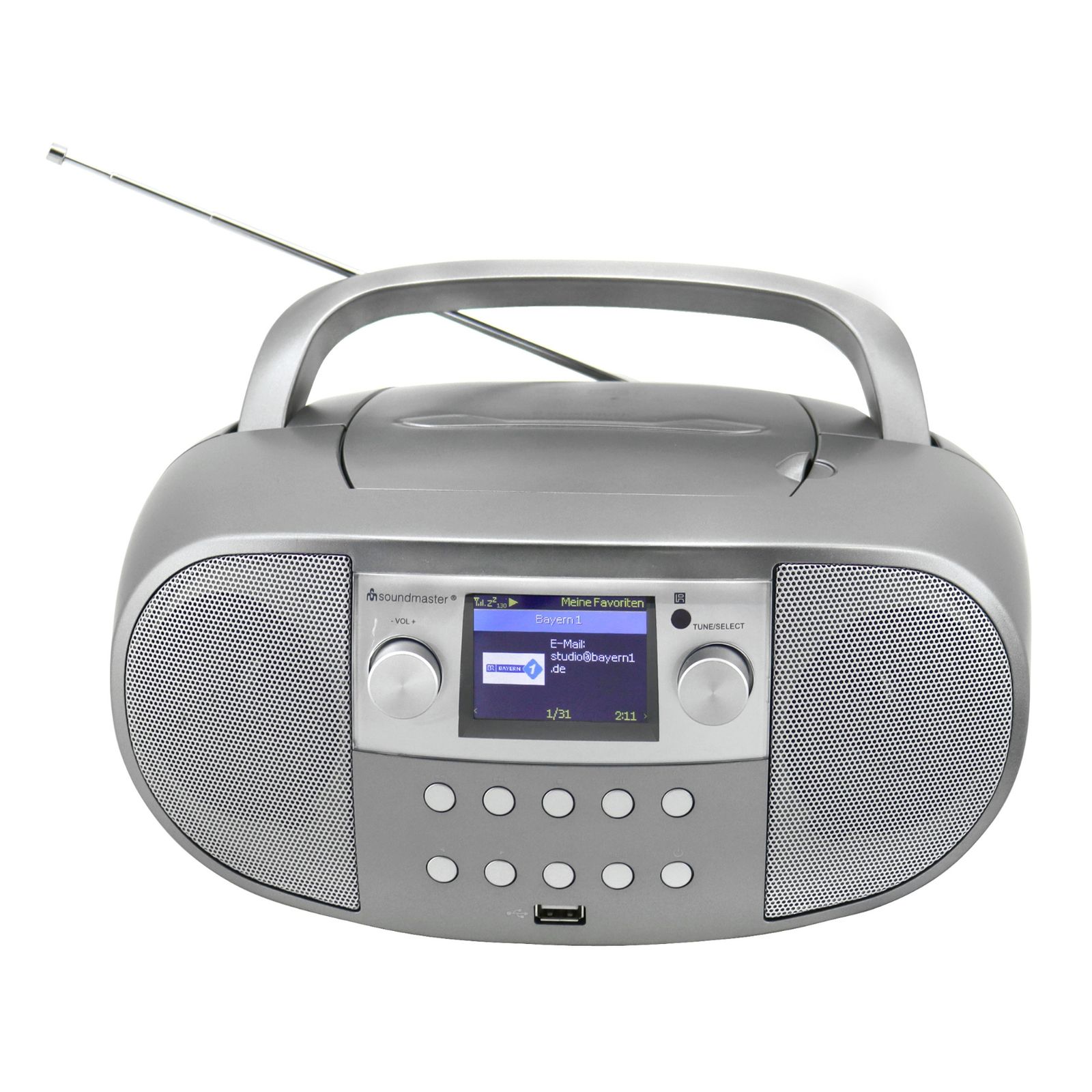 soundmaster scd7600ti boombox internetradio wlan netzwerkradio dlna bluetooth dab cd usb mp3 weckerfunktion horbuchfunktion farbdisplay – Detailaufnahme – Produktbild von Soundmaxx Online